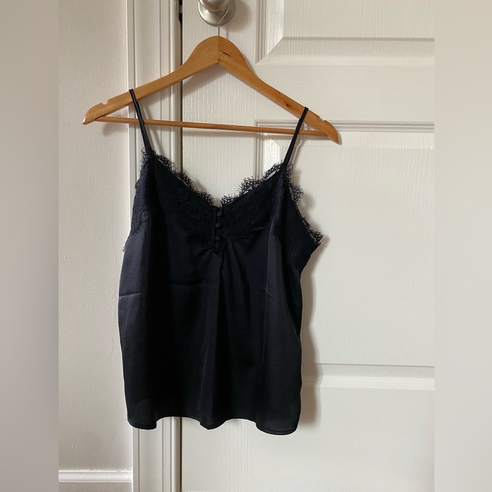 Medium black camisole with lace trim and buttons, Abercrombie & Fitch